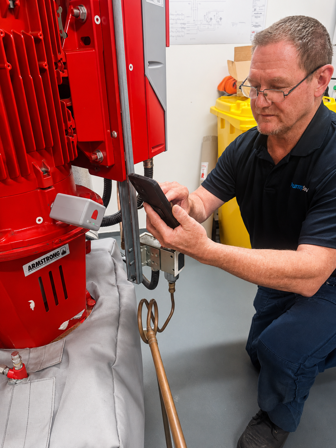 Vibration Analysis for HVAC services being conducted by specialist engineer